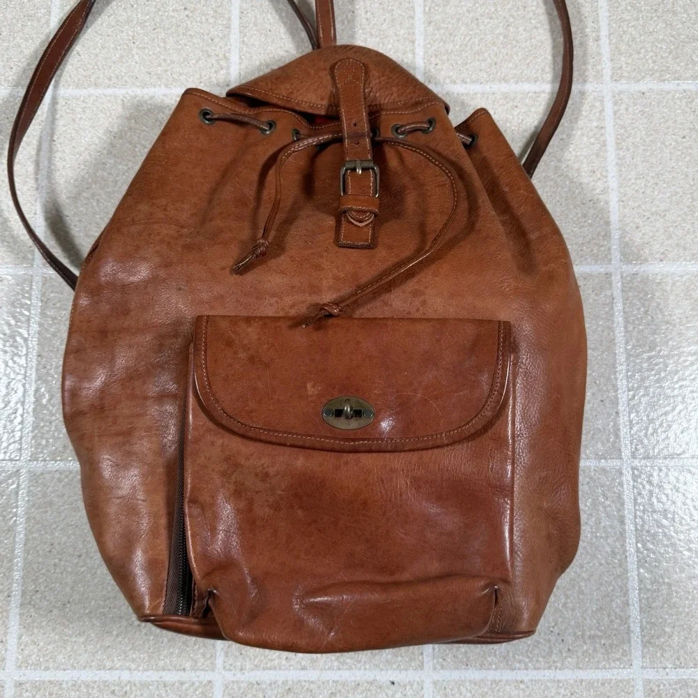 Vintage Bojola Firenze Leather Backpack Original Saddler Bag Made in Italy Brown